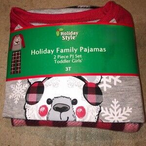 Holiday Style Sz 3T Toddler Girls’ “Baby Bear” Holiday Family Pajama Set NEW NWT